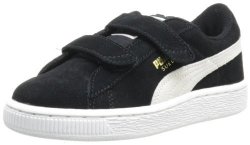 Puma Suede Classic 2-STRAP Sneaker Black white 10 M Us Toddler