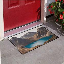 Relaxbear Landscape Inlet Outdoor Door Mat Secret Lake On The Rock Mountain Resort Stunning Nature Earth Landscape Photo Catch Dust Snow And Mud W29.5