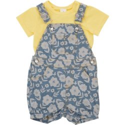 Made 4 Baby Girls Denim All Over Print Dungaree 6-12M