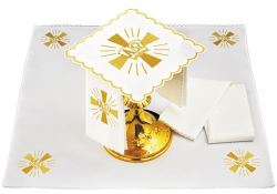 Altar Linen Set - Alpha & Omega Cross Design - 100% Linen