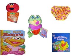 Children's Gift Bundle - Ages 0-2 5 Piece Includes: Giggling Elmo Hot Tomato Game Circo Infant Girls Swim Diaper Pink Daisy Size XL 24