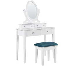 Dressing Table Set With 360 Swivel Mirror 4 Drawers Makeup Desk Chair