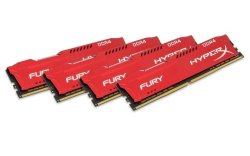 Hyperx Kingston - Fury 64GB 16GB X 4 Kit DDR4-2400 CL15 1.2V - 288PIN Memory Module Red Heatsink
