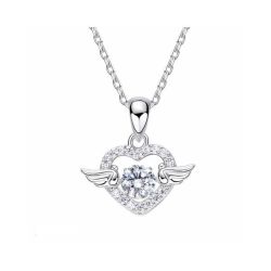 Cde 925 Sterling Silver Angel Wing Necklace With Swarovski Crystals