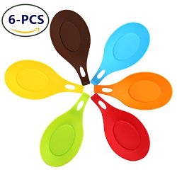 Ljdj Kitchen Silicone Spoon Rest --- Set Of 6 Flexible Almond-shaped Heat Resistant Cooking Spoon Holder