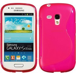Phonenatic Silicone Case Compatible With Samsung Galaxy S3 MINI - S-style Hot Pink Cover Cover