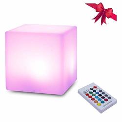 Risingsun 4" Multicolored Mood Lamp LED Night Light Cube Dimmable With Remote Control Cool Color Changing For Indoor Outdoor Parties Home Patio Party Accent