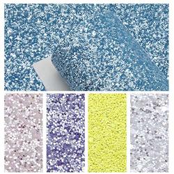 David Accessories Chunky Glitter Faux Leather Sheet Crude Sequins Synthetic Leather Fabric Canvas Back 5 Pcs 8" X 13" 20CM X 34CM For Diy
