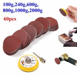 2 Inch 50mm Hook And Loop Sanding Pad 3mm Shank With 60pcs 100 To 2000 Grit Sand Paper Kit
