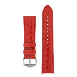 Crocograin Crocodile Embossed Leather Watch Strap In Red - 14MM Gold