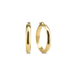 9CT Gold 5X2.5MM Half Round Tube Hoop Earrings 25MM