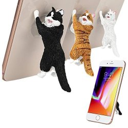 Phone Bracket Alonea Cartoon Cat Phone Sucker Bracket Simulation Animal Model Phone Bracket 3 Pack