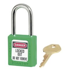 Master Lock 410GRN Green 410 Zenex Safety Padlock With Short Body 1 4" X 1-1 2" Shackle Pack Of 1