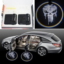 Spoya Pale Punisher Skull Wireless Magnetic Car Door Step Led Welcome Logo Shadow Ghost Light Laser Projection Projector Light R745 00 Electronics