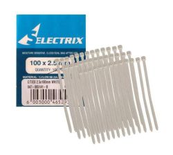 Cable Ties 2.5MM X 100MM White - 100 Pieces Per Pack Pack Of 5