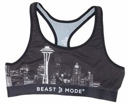 Psd Women's Seattle Skyline Beast Mode Sports Bra Black Small