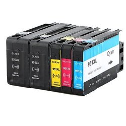 B-t 950XL 951XL 5 Pack Compatible Ink Cartridges Replacement For Hp 950XL 951XL 950 951 High Yield For Hp Officejet Pro 8600 8610 8620 8630 8100 8625 8615 276DW 2 BLACK|1 CYAN|1 MAGENTA|1 Yellow