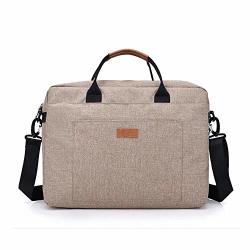Laptop Bag 15.6 Inch Briefcase Shoulder Messenger Bag Canvas Business Office Travel Messenger Protective Laptop Shoulder Bag Cream