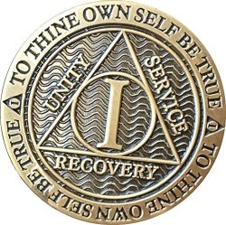 Recoverychip 1 Year Aa Medallion Reflex Antique Bronze Alcoholics Anonymous Chip