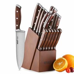 Knife Set 15-PIECE Kitchen Set With Block Wooden Chef Set With Sharpener Germany High Carbon Stainless Steel Block Set Boxed