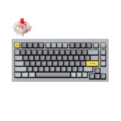 Q1 75% Red Gateron G Pro Switches With Knob Aluminium Rgb Wired Keyboard - Grey