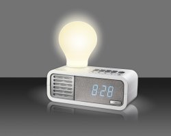 S Digital Lightyear Q27 Bt Sound And Light Fm Clock Radio Dual Usb Charge - White
