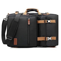 CoolBELL Convertible Briefcase Backpack Messenger Bag Shoulder Bag Laptop Case Business Briefcase Travel Rucksack Multi-functional Handbag Fits 17.3 Inch Laptop For Men Women Black