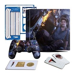 Controller Gear Uncharted 4 Fire Fight - PS4 Pro Vertical Console & Gaming Skin Pack - Licensed By Ps