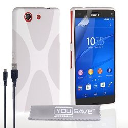 Yousave Accessories Sony Xperia Z3 Compact Case White Silicone X-line Cover And Micro USB Cable