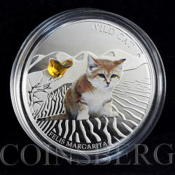 Fiji 2 Dollars Wild Cat The Sand Cat Fauna Silver Proof Coin Crystal 2013