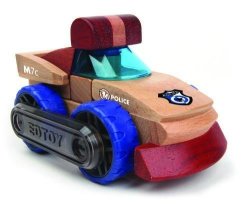Police Magnetic Wooden Cars Edtoy