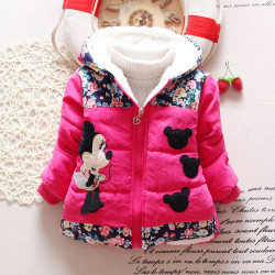 Winter Baby Girls Coats Minnie Jackets Fashion Hooded Outdoor Parka - Pink 13-18 Months