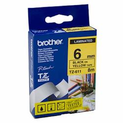 Brother TZ611 Black On Yellow Laminated Tape