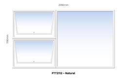 Top Hung Aluminium Window Natural PTT2112 2 Vent W2100MM X H1200MM