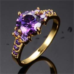 Fashion Claw Ring Sz 9 Purple Zircon Women's 14kt Yellow Gold Filled