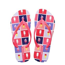 Hotmarzz Women's Ice Cream Printing Summer Beach Slippers Tong Sandals Flat Slides Size 7 B M Us 38 Eu 39 Cn Melon Red
