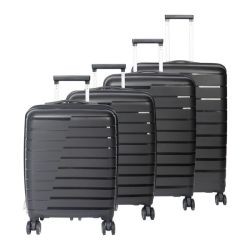 4 Piece Premium Luggage Set - Hard Shell Pp Material 45 50 65 70 Cm Black