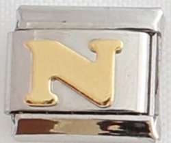 Italian Charm - Gold Plated Letter N