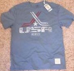 Authentic Retro Sport Usa Olympic Blue Reebok Vintage Hockey T-Shirt Shirt - Large