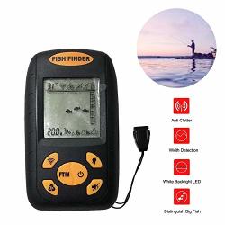 Ooouse Portable Fish Finder Handheld Fishfinder Water Temperature& Depth Fishfinder With Wired Sonar Sensor Transducer And Lcd Dispaly