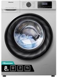 Hisense 8KG Front Loader Washing Machine- Silver Finish Energy Saving Durable Inverter Motor Stainless Steel Drum 1200 Rpm Max Spin Speed 15 Automatic Programs