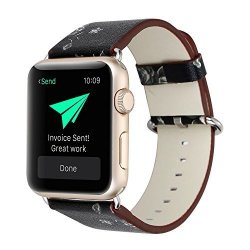 Kobwa Apple Watch Band 38MM Premium Leather Strap Wrist Band Replacement With Stainless Metal Clasp For Apple Watch Series 1 Series 2 38MM All