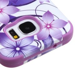 Samsung Galaxy S7 G930 Case Kaleidio Tuff Shockproof Hybrid Dual Layer Protective Cover Includes A Overbrawn Prying Tool Purple Hibiscus Flowers