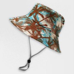 Brown Palms Bucket Hat With Drawstring