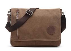 Deals on Sechunk Canvas Leather Messenger Bag Shoulder Bag Cross Body Bag Crossbody Small For ...