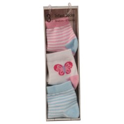 M c 3 Pack Inf Socks Butterfly