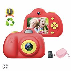 Feeyea Kids Camera For 5-10 Year Old Girls Compact Kids Camera With Carrying Case And 8 Megapixel Dual Lens 2.0 Inch HD Screen With