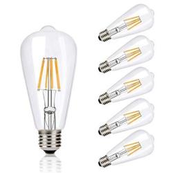 75W Equivalent B2ocled LED Edison Light Bulb Vintage Antique 8W Soft Warm White 2700k 650-Lumen,6-Pack LED Filament Light Bulbs Dimmable E26/E27 Base Lamp ST64 
