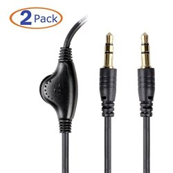 Conwork 2-PACK 3.5MM Male To Male Audio Extension Cable Stereo Headphone Cord With Volume Control 4FEET Black