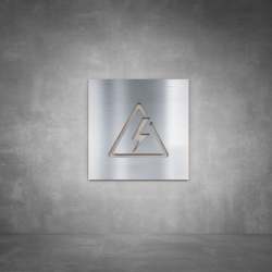 Electricity Sign - Brushed Stainless Steel